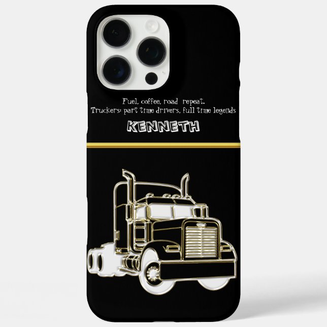 Gold Semi-Truck Design Illustration Case-Mate iPhone Case (Back)