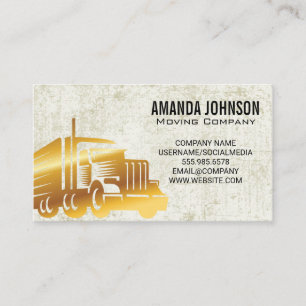 Gold Semi Truck Grunge Background Business Card