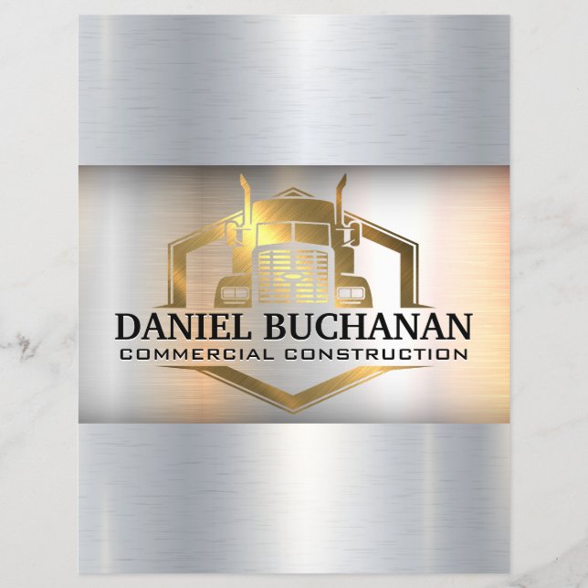 Gold Semi Truck Logo | Metallic Industrial  Busine Flyer (Front)