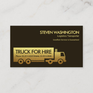 Gold Semi Truck Placard Logistics Transport Business Card