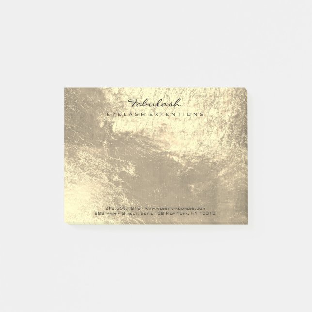Gold Sepia Metallic Name Web Telephone Number Post-it Notes (Front)