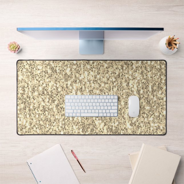 Gold sepia soft glitter sparkles desk mat (Office 1)