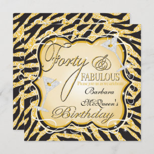 Gold Sequin 40th Birthday Party Invitations