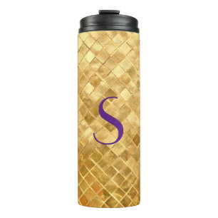 Gold Sequin Monogrammed Thermal Tumbler