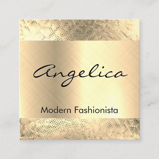 Gold Sequin Pattern | Gold Metallic Background Square Business Card (Front)