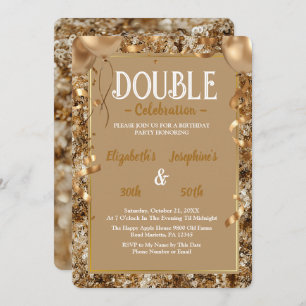 Gold Sequins Adult double Joint Birthday Party Invitation