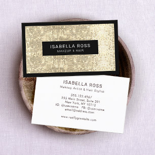 Gold Sequins Beauty and Fashion Business Card