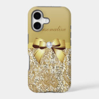 Gold Sequins, Bow & Diamond Personalised