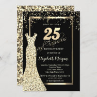 Gold Sequins Dress Black 25th Birthday 