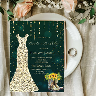 Gold Sequins Dress,Boots Sunflowers Green  Invitation