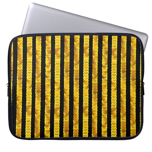 Gold sequins pattern laptop sleeve (Front)