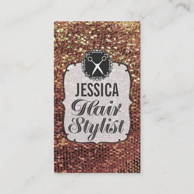 GOLD Sequins Sparkle Hair Stylist Appointment Card | Zazzle