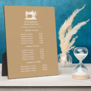 Gold Sewing Machine Seamstress Beige pricing Plaque