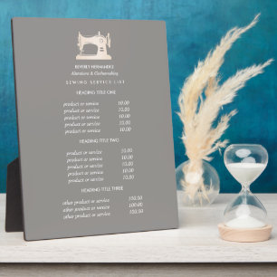 Gold Sewing Machine Seamstress Grey pricing Plaque