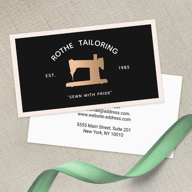 Gold Sewing Machine Tailor or  Seamstress Black Calling Card (Creator Uploaded)