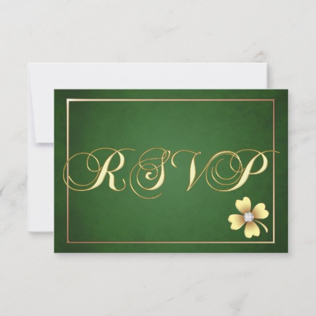 Gold Shamrock Celtic St Patrick's Day Rsvp Card (Front)
