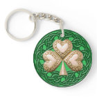 Gold Shamrock On Celtic Knots Key Chain