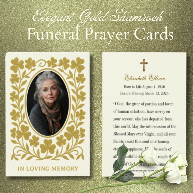 Gold Shamrocks Catholic Funeral Prayer Memorial  (Creator Uploaded)