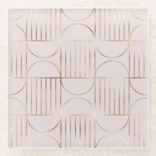 Gold shapes: mid-century modern pattern. glass coaster