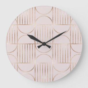 Gold shapes: mid-century modern pattern. large clock
