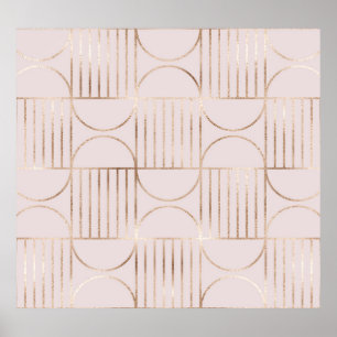 Gold shapes: mid-century modern pattern. poster