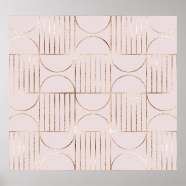 Gold shapes: mid-century modern pattern. poster (Front)