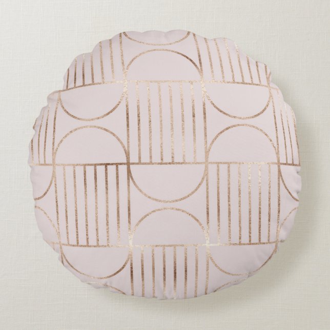 Gold shapes: mid-century modern pattern. round cushion (Front)