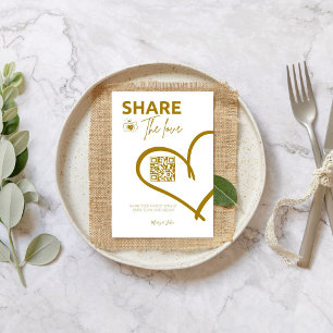 Gold Share the love Wedding Photo Share QR code Pedestal Sign