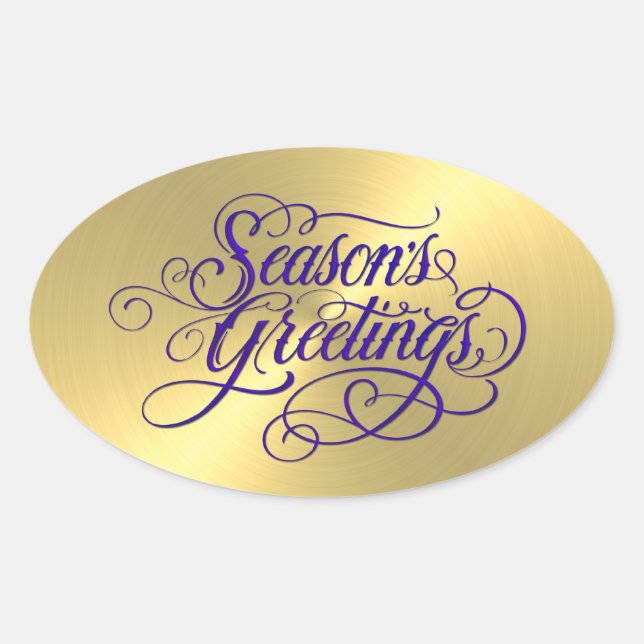 Gold Sheen Purple Season's Greetings Sticker (Front)