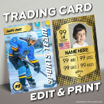 Gold Shield Hockey Trading Card Hockey Player Card<br><div class="desc">Unique Hockey Player Card with a golden design will feature your athletes at their best! This modern sports player card is the perfect gift for a passionate hockey player and makes a great gift for the whole team, or hockey fans. All players, young and old, will love this trading card....</div>