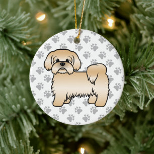 Gold Shih Tzu Cute Cartoon Dog Illustration Ceramic Ornament
