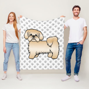 Gold Shih Tzu Cute Cartoon Dog Illustration Fleece Blanket