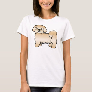 Gold Shih Tzu Cute Cartoon Dog Illustration T-Shirt