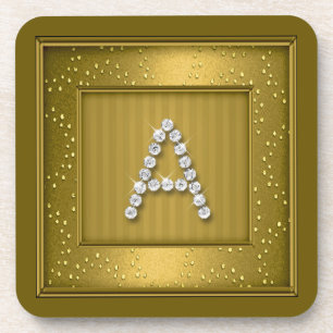 Gold Shimmer and Sparkle Mongram Coaster
