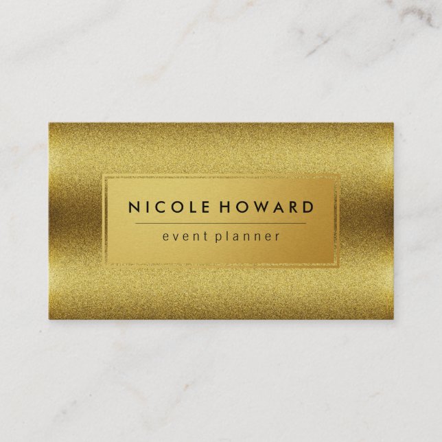 Gold Shimmer and Stylish Faux Gold Frame Business Card (Front)