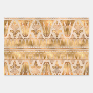 Gold Shimmer Art Deco Wrapping Paper Sheet