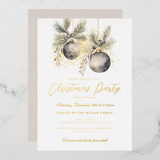 Gold Shimmer Baubles Christmas Party       (Front/Back)