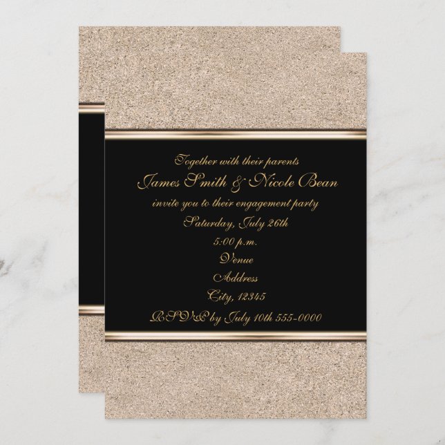 Gold Shimmer & Black Elegant Any Event Invitations (Front/Back)