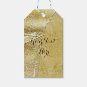 Gold Shimmer Crystal Glass Glam Designer Style Gift Tags