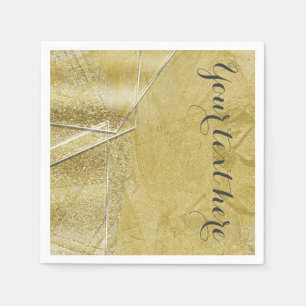 Gold Shimmer Crystal Glass Glam Designer Style Napkin