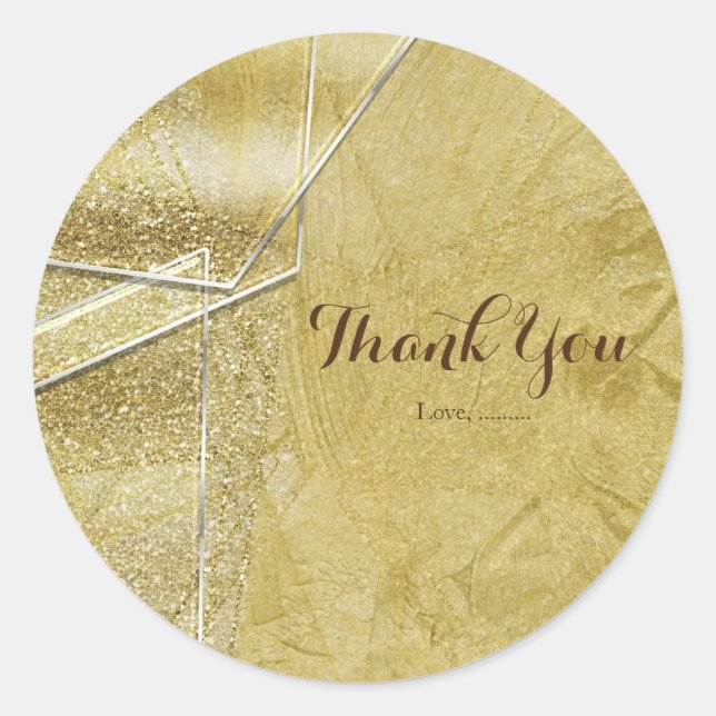 Gold Shimmer Crystal Glass Glam Party Favour Classic Round Sticker (Front)