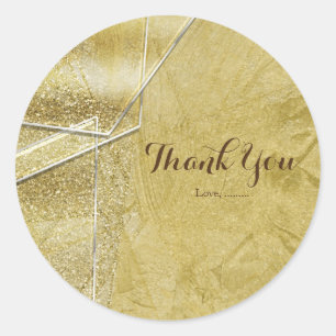 Gold Shimmer Crystal Glass Glam Party Favour Classic Round Sticker