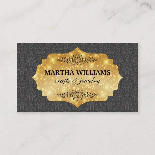 Gold Shimmer | Damask Business Card (Front)