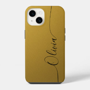 Gold Shimmer Elegant Calligraphy Script Name iPhone 14 Case