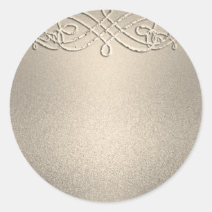 Gold Shimmer Glitter Look Background Classic Round Sticker