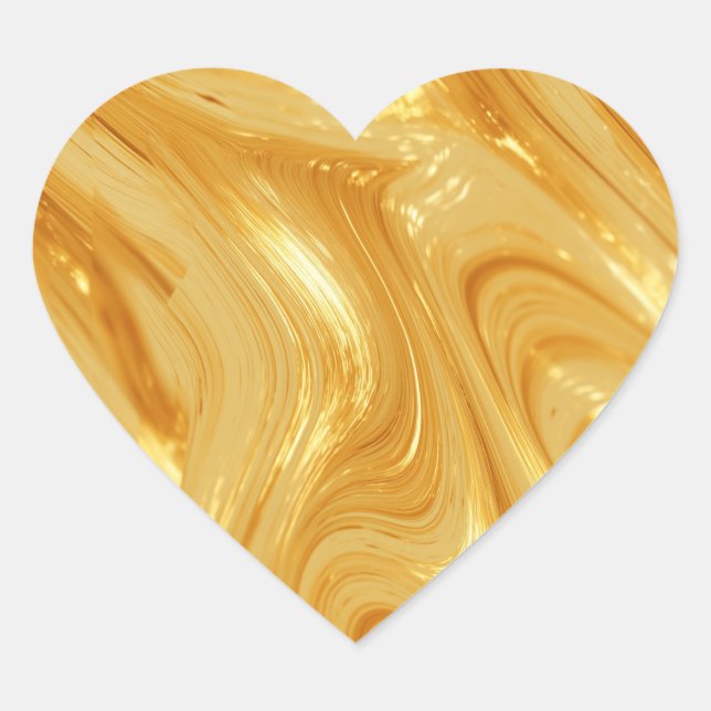 Gold shimmer heart sticker (Front)