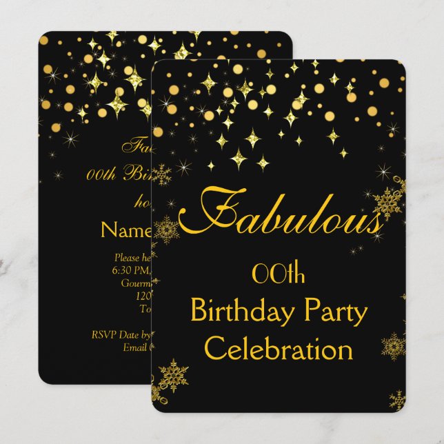 Gold Shimmer Lights Birthday Party Invitation (Front/Back)