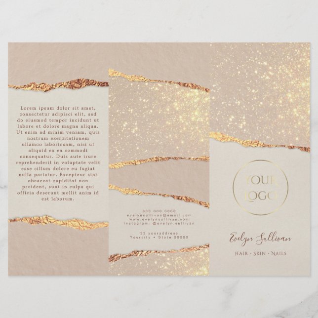 Gold shimmer ripped paper brochure (Front)