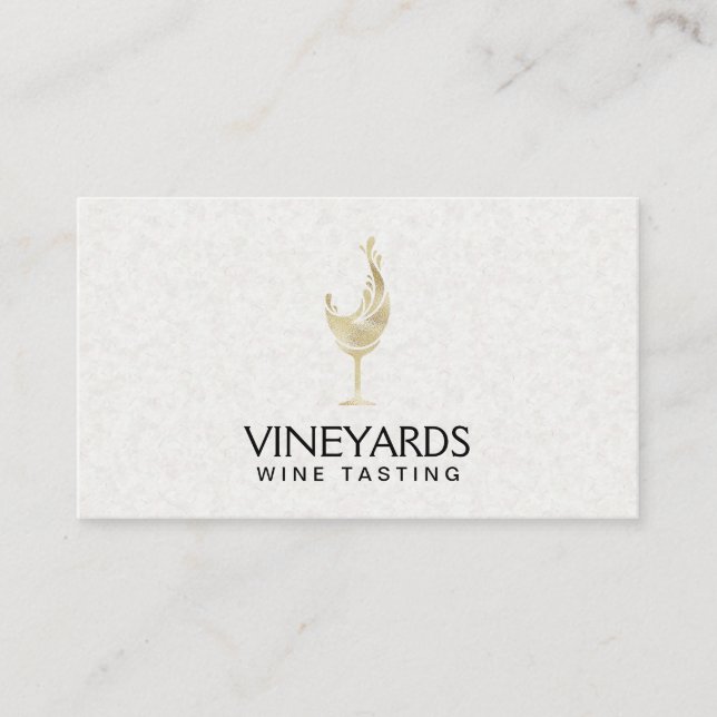 Gold Shimmer Wine Glass Business Card (Front)