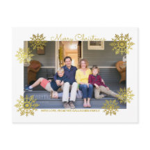 Gold Shimmering Chic Snowflake Holiday Photo
